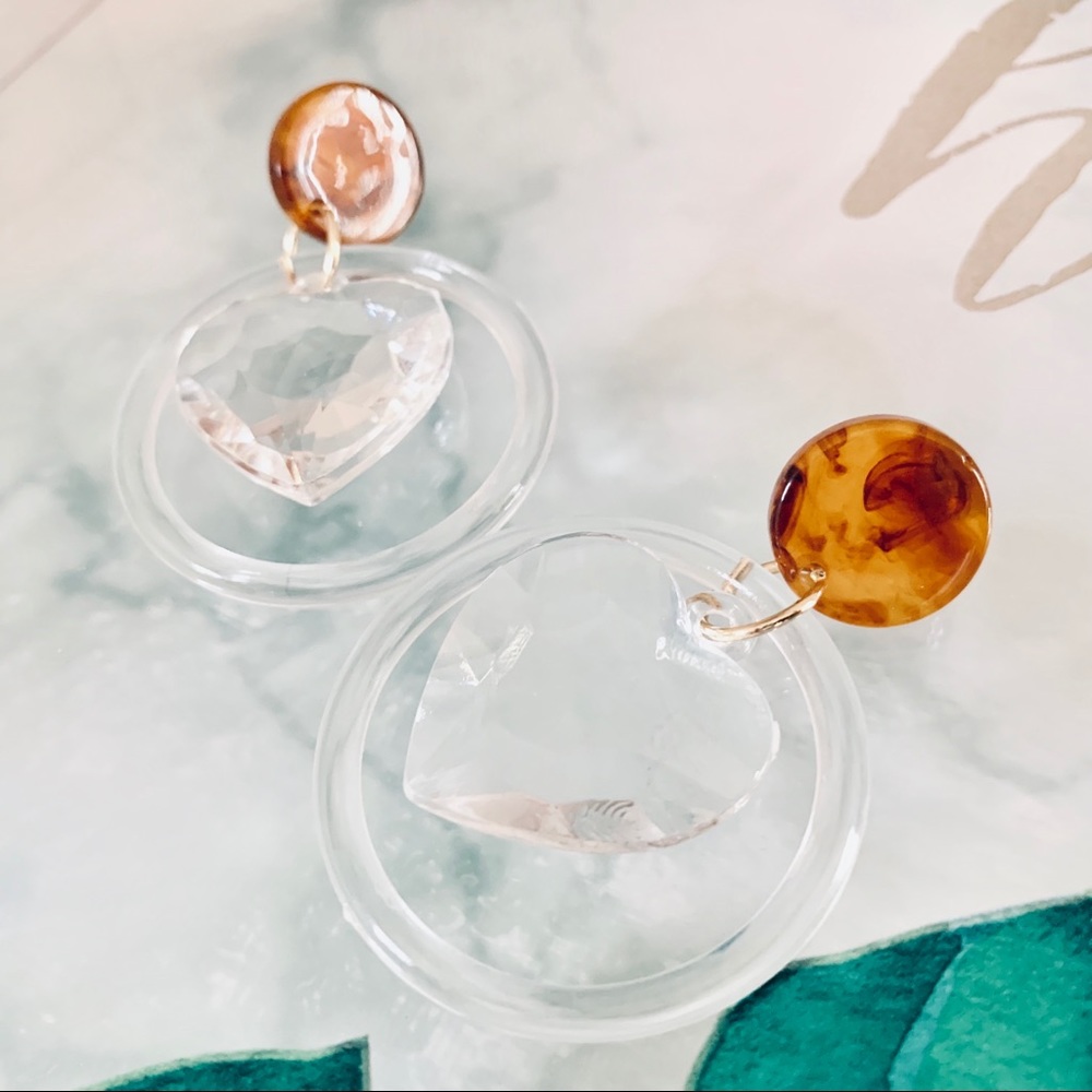 Clear Acrylic Heart Earrings